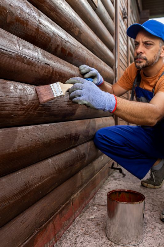 Fall Log Home Staining